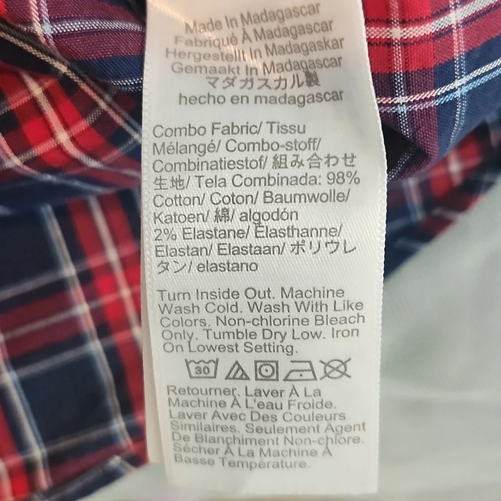 J. Crew Men's Blue and Red Checkered Shirt